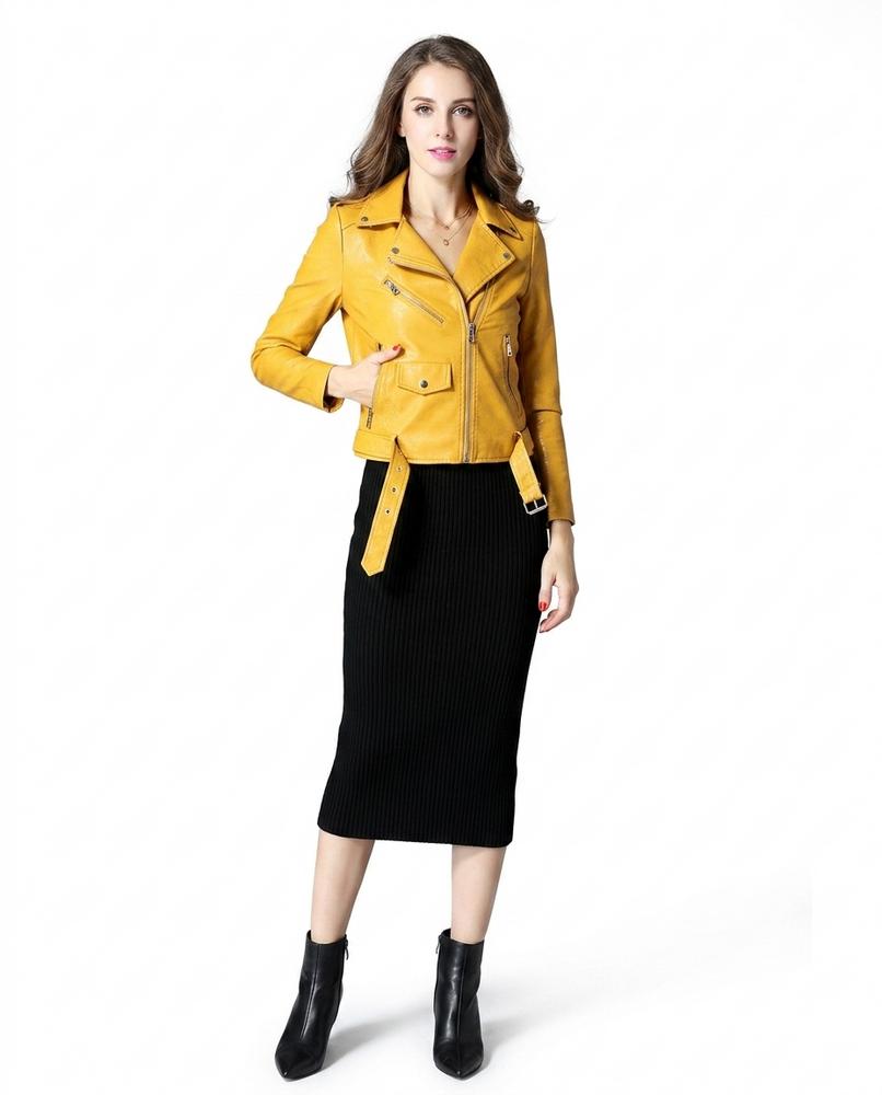 Nord Wear - Zerel | Asymmetrical Belted Leather Jacket Women