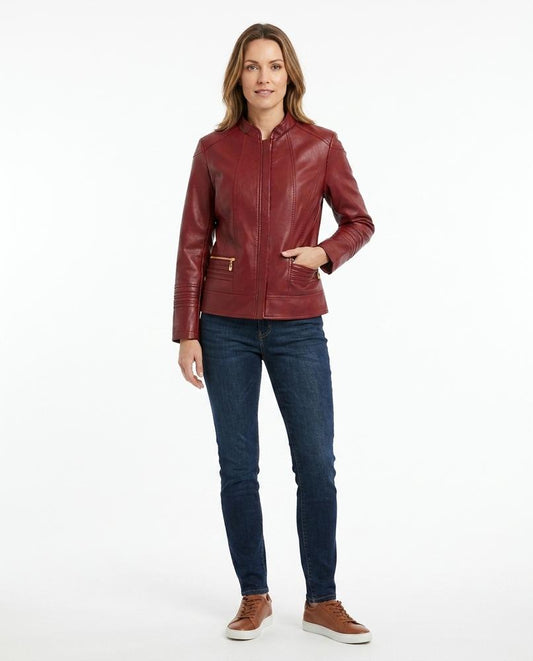 Nord Wear - Vezan | Zip-Up Stand-Collar Leather Jacket Women