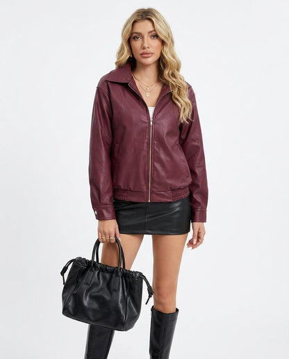 Nord Wear - Tivan | Faux-Leather Zip-Up Leather Jacket Women