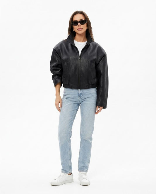 Nord Wear - Masan | Cropped Zip-Up Leather Jacket Women