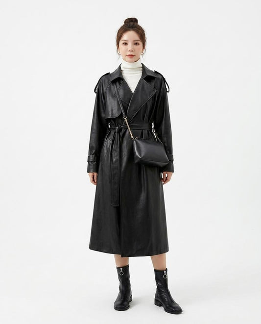 Nord Wear - Zenal | Faux Leather Belted Coat Women