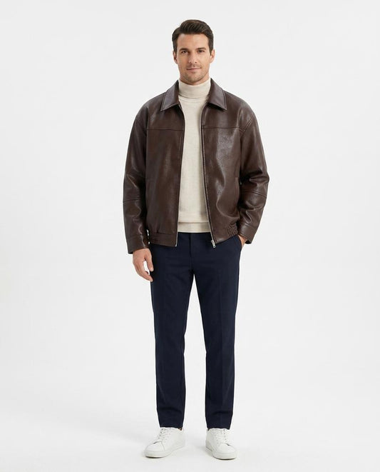 Nord Wear - Samin | Faux-Leather Zip-Up Leather Jacket Men