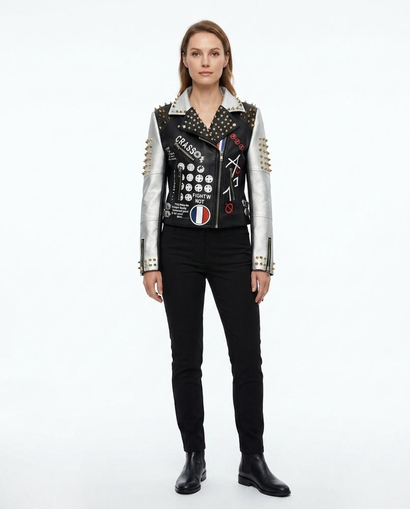 Nord Wear - Arron | Studded Asymmetrical Leather Jacket Women