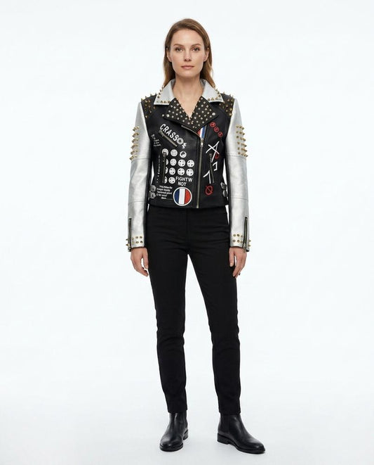 Nord Wear - Arron | Studded Asymmetrical Leather Jacket Women