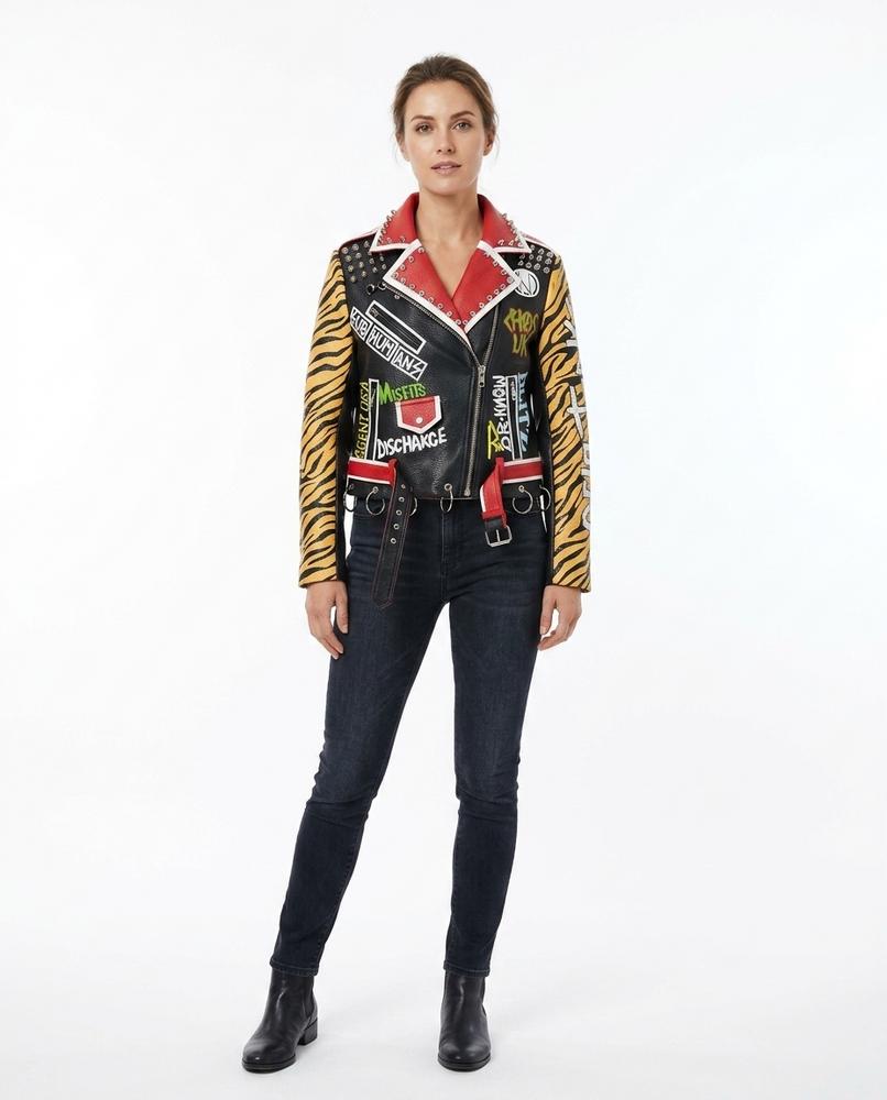 Nord Wear - Caron | Studded Tiger-Sleeve Leather Jacket Women