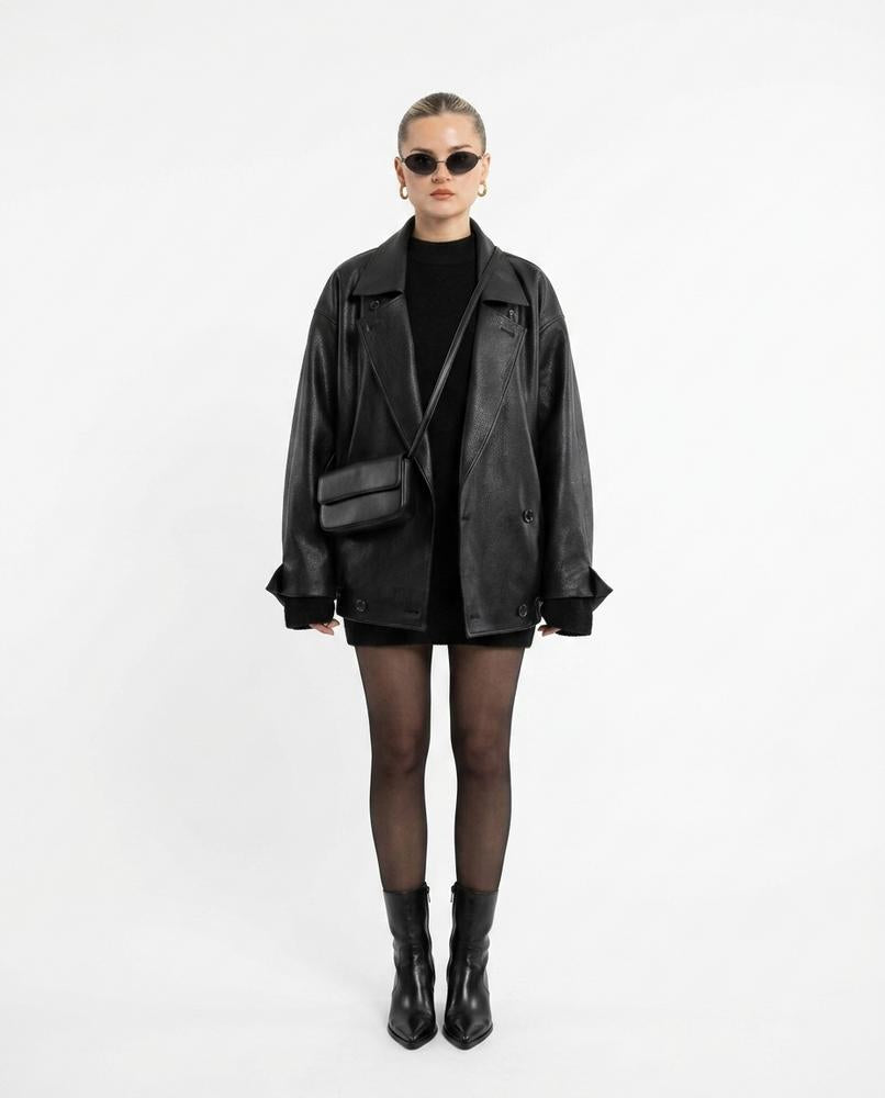 Nord Wear - Miser | Oversized Double-Breasted Leather Jacket Women