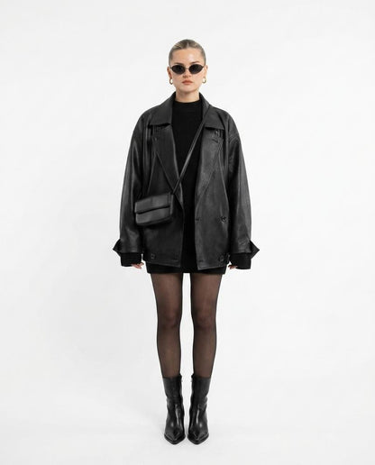 Nord Wear - Miser | Oversized Double-Breasted Leather Jacket Women