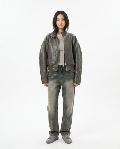 Nord Wear - Nonor | Washed Oversized Leather Jacket Unisex