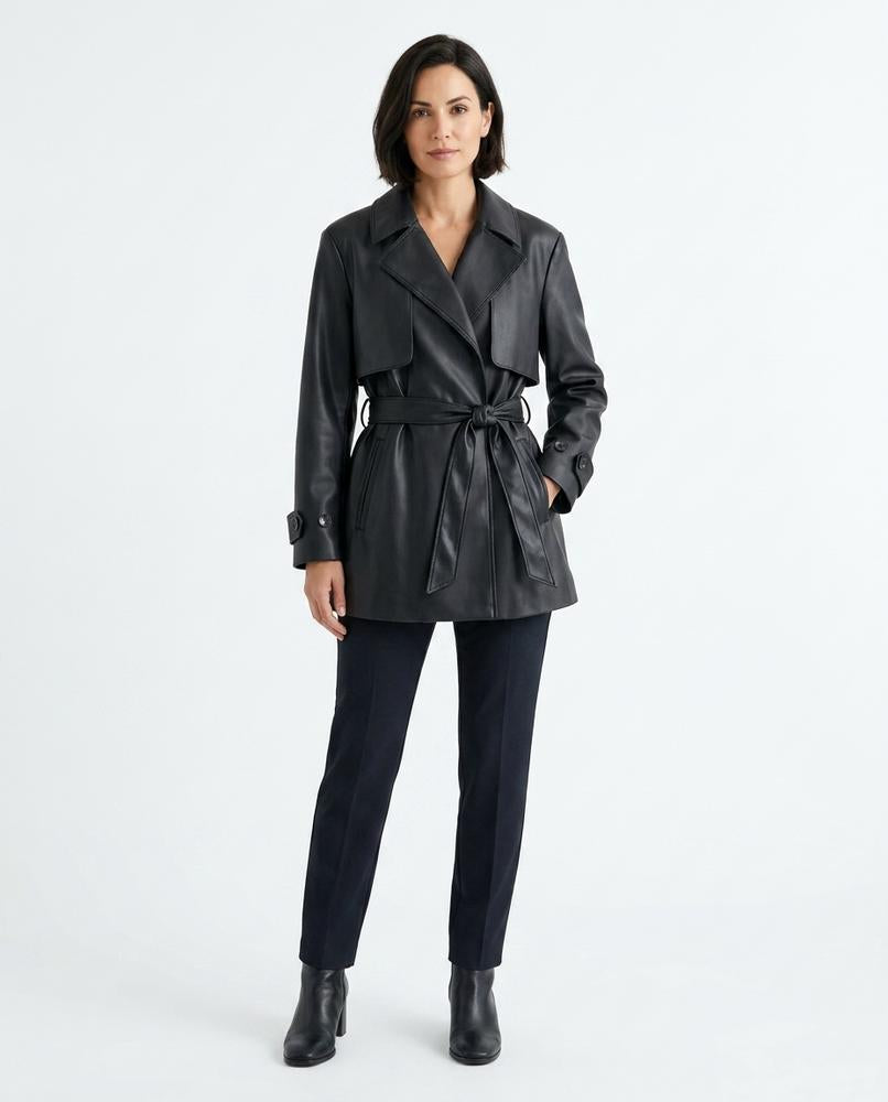 Nord Wear - Zasan | Faux Leather Belted Coat Women