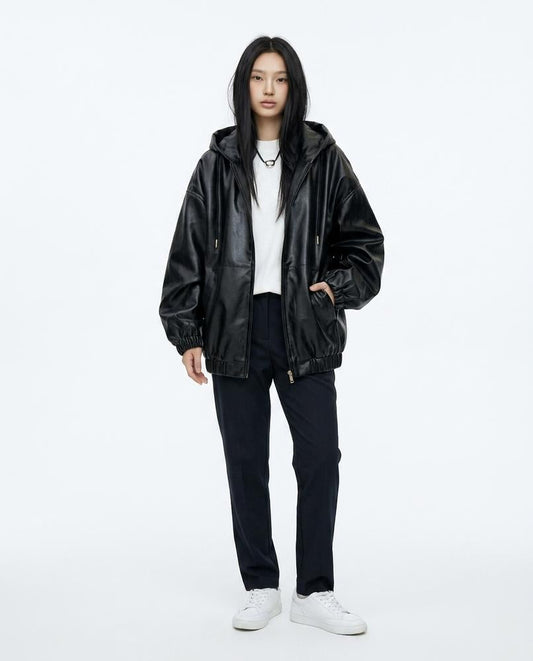 Nord Wear - Kalen | Faux Leather Hooded Jacket Women
