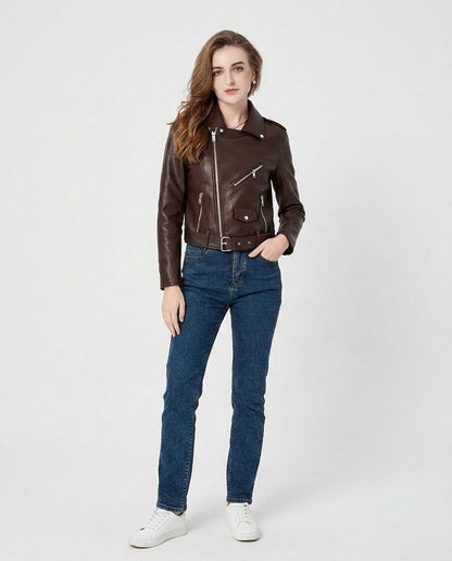 Nord Wear - Sesen | Asymmetrical Belted Leather Jacket Women