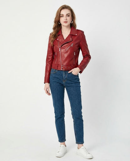 Nord Wear - Sesen | Asymmetrical Belted Leather Jacket Women