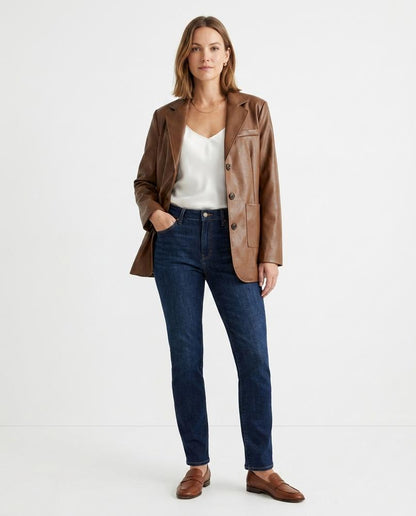 Nord Wear - Kesan | Faux Leather Single-Breasted Blazer Women