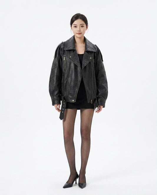 Nord Wear - Mavan | Oversized Asymmetrical Leather Jacket Women