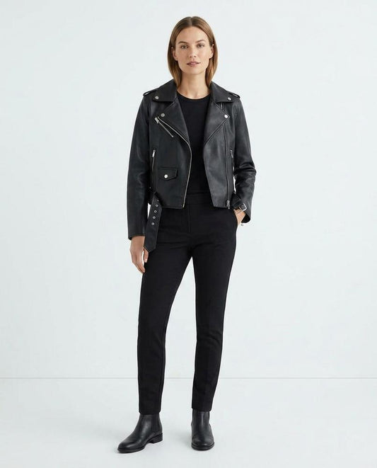 Nord Wear - Vamel | Asymmetrical Belted Leather Jacket Women
