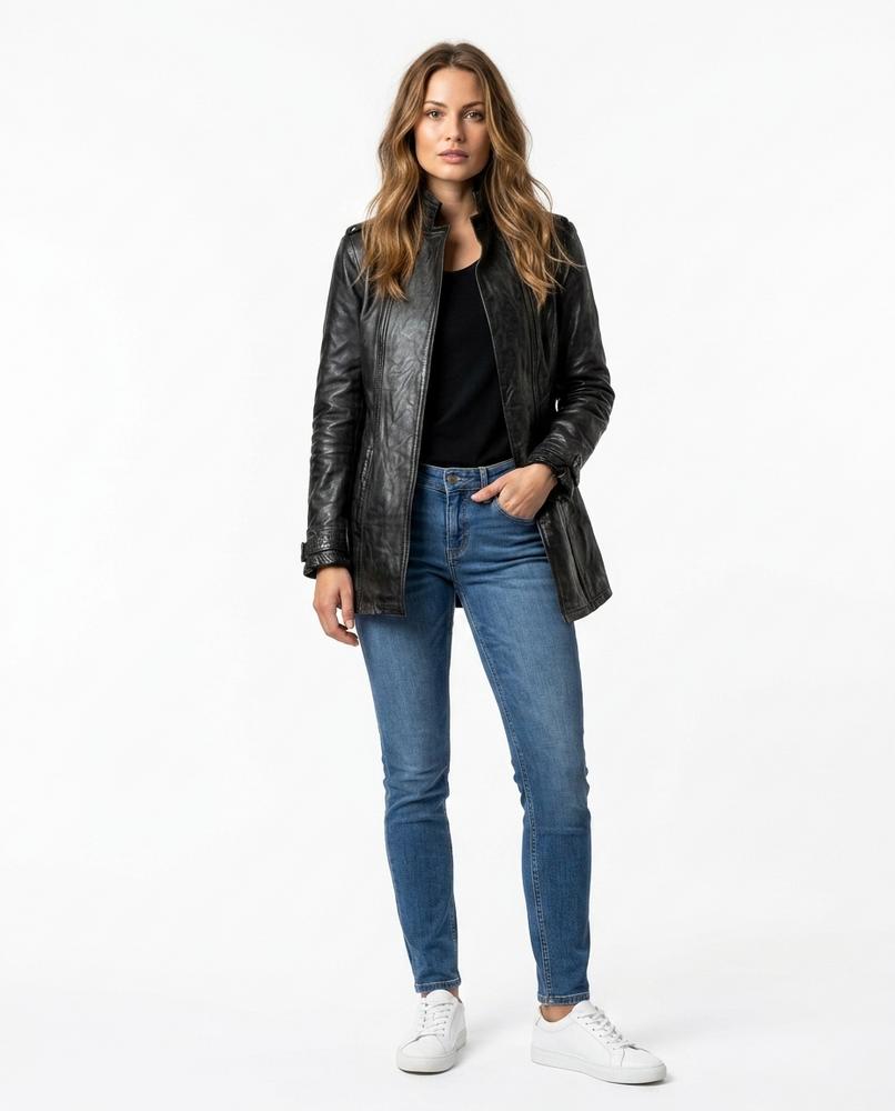 Nord Wear - Lavel | Faux-Leather Stand-Collar Leather Jacket Women