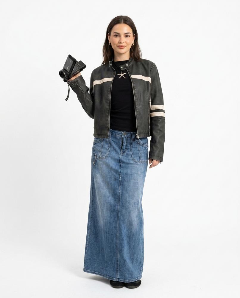 Nord Wear - Alnav | Striped Zip-Up Leather Jacket Women