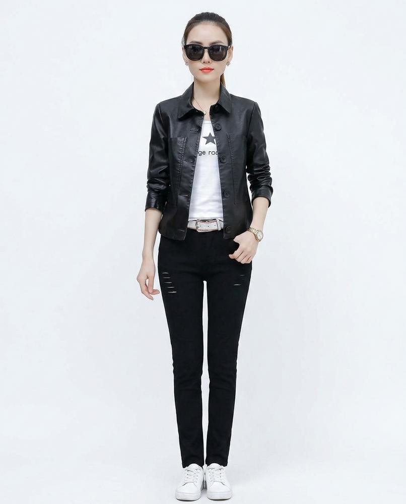 Nord Wear - Tiran | Button-Front Slim-Fit Leather Jacket Women