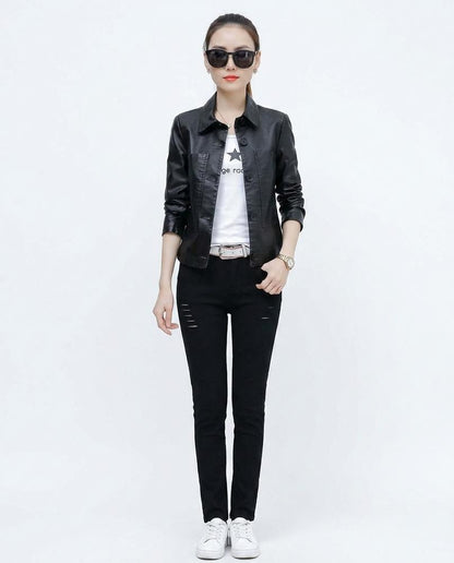 Nord Wear - Tiran | Button-Front Slim-Fit Leather Jacket Women