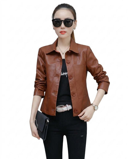 Nord Wear - Tiran | Button-Front Slim-Fit Leather Jacket Women