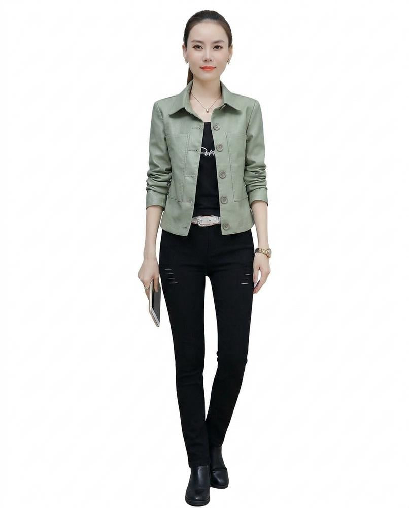 Nord Wear - Tiran | Button-Front Slim-Fit Leather Jacket Women