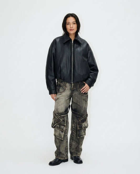Nord Wear - Ronal | Zip-Up Oversized Leather Jacket Women