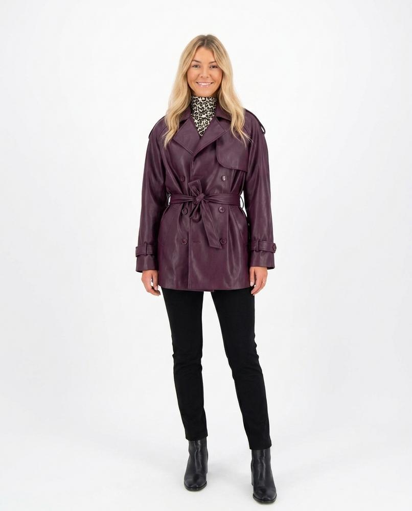 Nord Wear - Lamor | Faux Leather Double-Breasted Coat Women