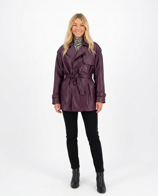 Nord Wear - Lamor | Faux Leather Double-Breasted Coat Women