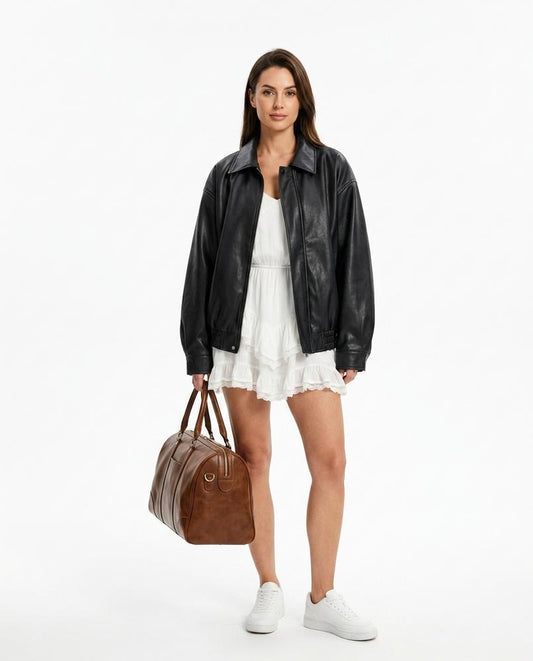 Nord Wear - Setor | Oversized Collared Leather Jacket Women