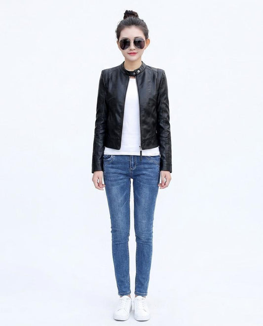 Nord Wear - Tiren | Faux-Leather Cropped Leather Jacket Women