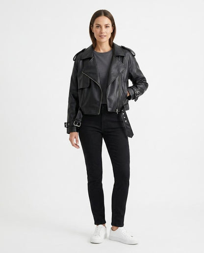 Nord Wear - Vilar | Asymmetrical Belted Leather Jacket Women