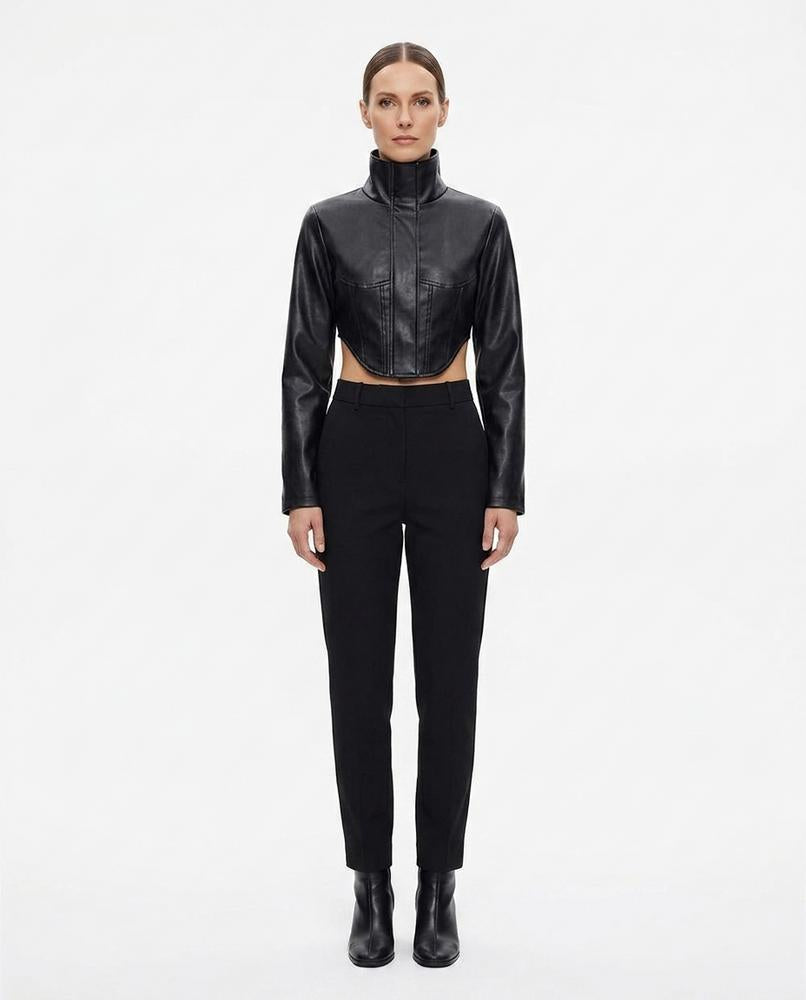 Nord Wear - Ledar | Cropped High-Neck Leather Jacket Women