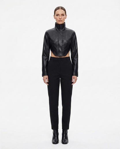 Nord Wear - Ledar | Cropped High-Neck Leather Jacket Women