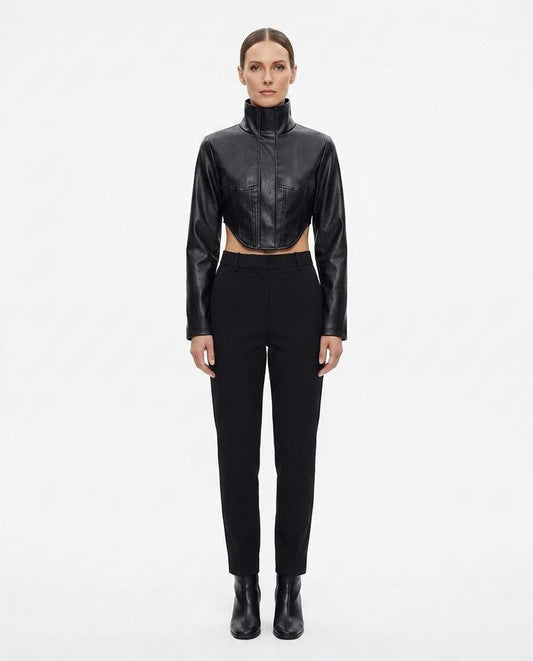 Nord Wear - Ledar | Cropped High-Neck Leather Jacket Women