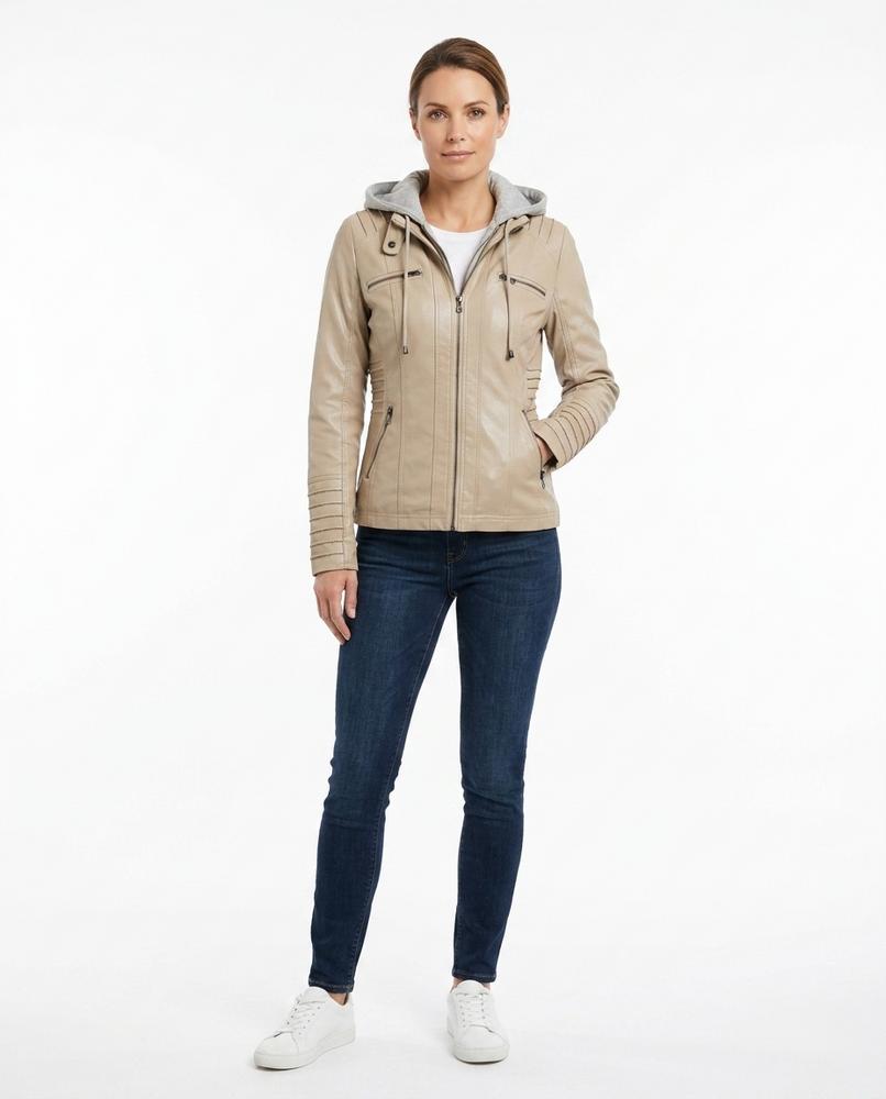 Nord Wear - Zemin | Hooded Fitted Leather Jacket Women