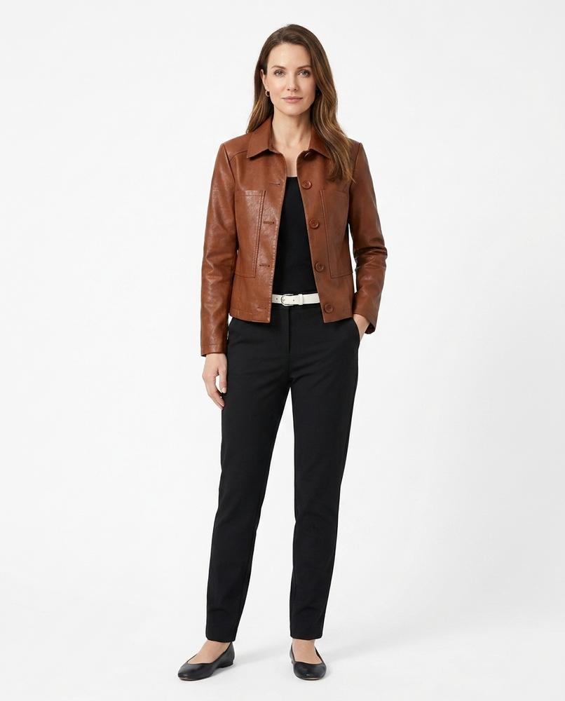 Nord Wear - Yosel | Button-Up Collared Leather Jacket Women