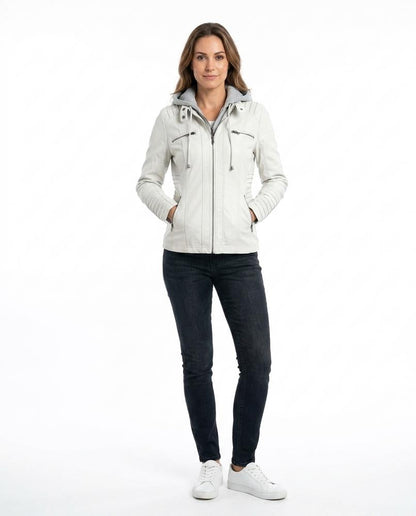 Nord Wear - Zemin | Hooded Fitted Leather Jacket Women