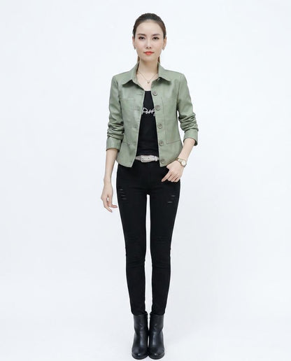 Nord Wear - Yosel | Button-Up Collared Leather Jacket Women