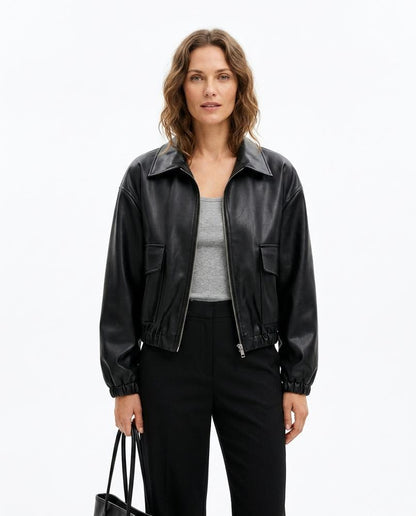 Nord Wear - Selen | Faux-Leather Cropped Jacket Women