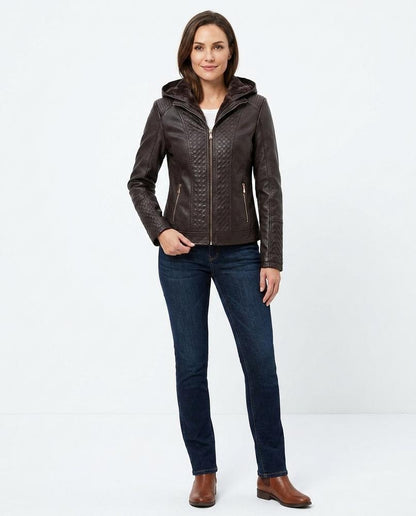 Nord Wear - Cator | Quilted Hooded Leather Jacket Women