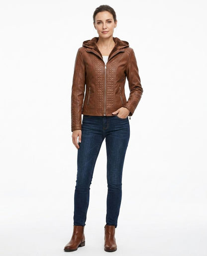 Nord Wear - Cator | Quilted Hooded Leather Jacket Women