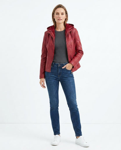Nord Wear - Cator | Quilted Hooded Leather Jacket Women