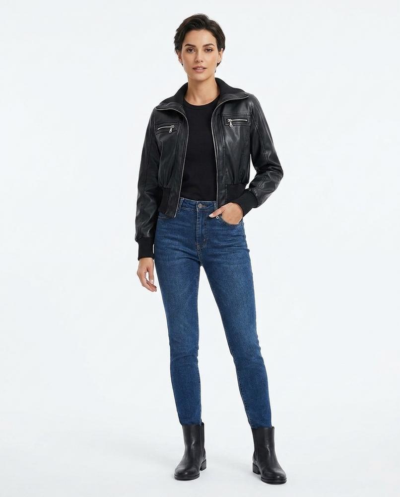 Nord Wear - Arsin | Zip-Up Cropped Leather Jacket Women