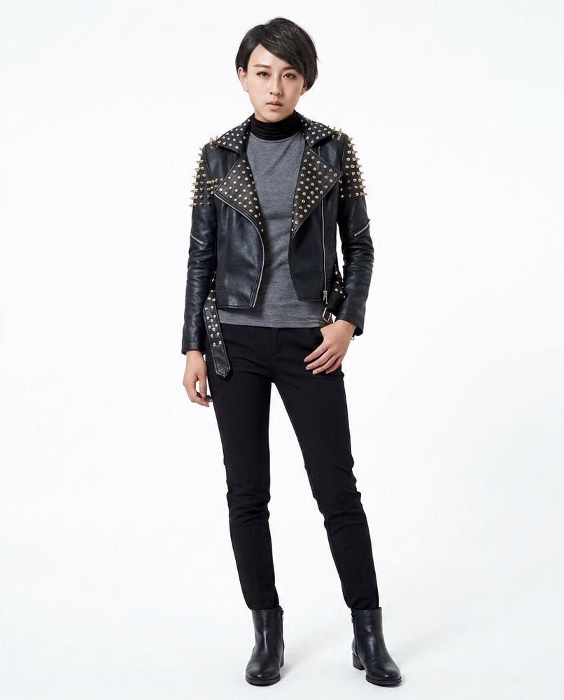 Nord Wear - Arlev | Studded Asymmetrical Leather Jacket Women