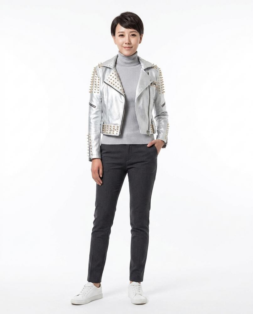Nord Wear - Arlev | Studded Asymmetrical Leather Jacket Women