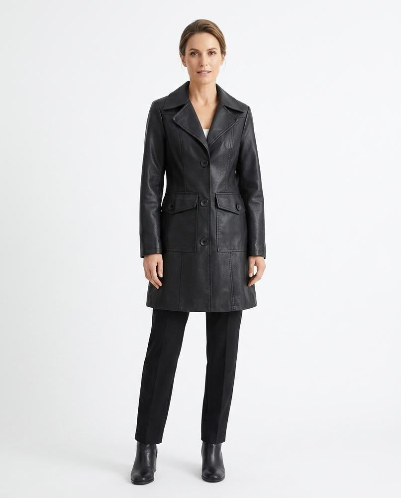 Nord Wear - Tiven | Faux Leather Button-Front Coat Women