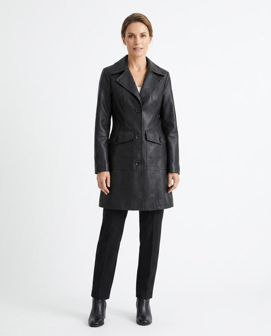 Nord Wear - Tiven | Faux Leather Button-Front Coat Women