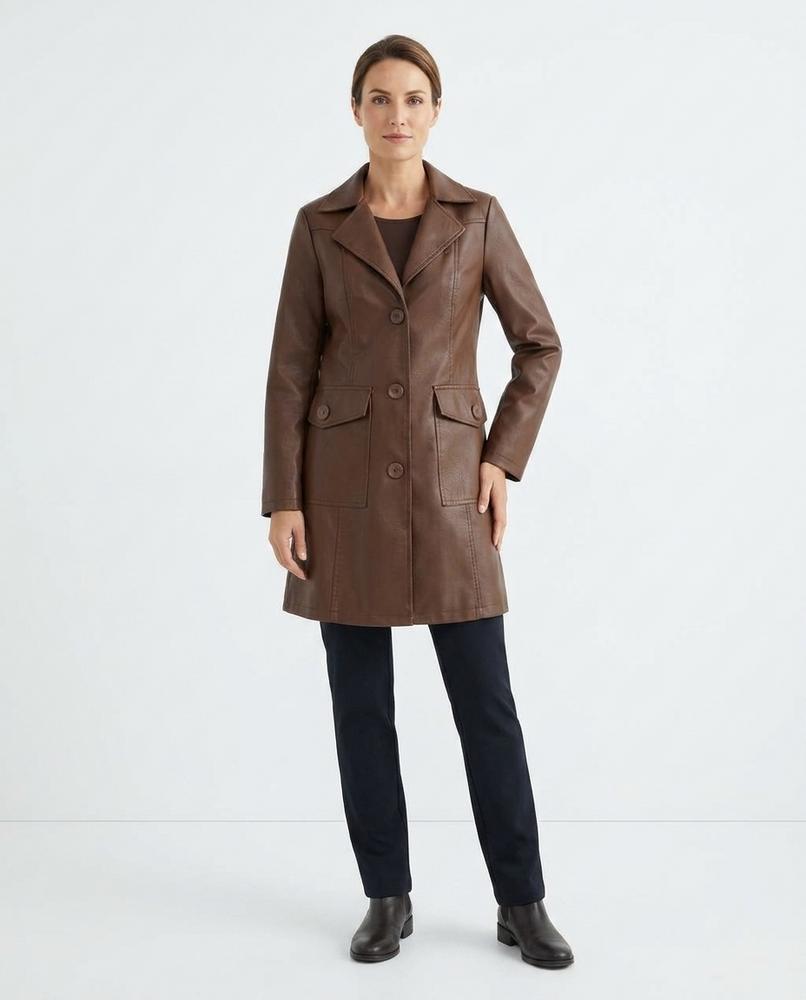 Nord Wear - Tiven | Faux Leather Button-Front Coat Women