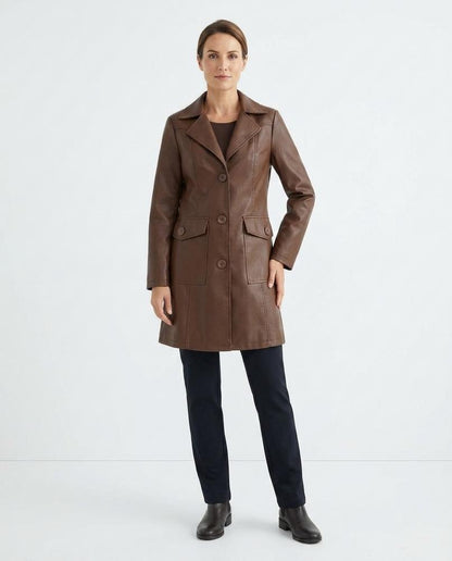 Nord Wear - Tiven | Faux Leather Button-Front Coat Women