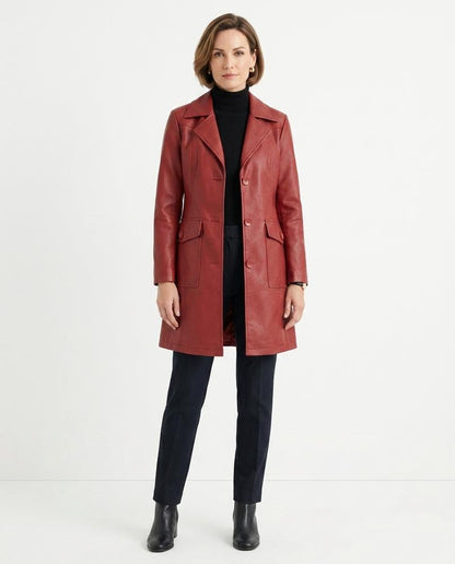 Nord Wear - Tiven | Faux Leather Button-Front Coat Women